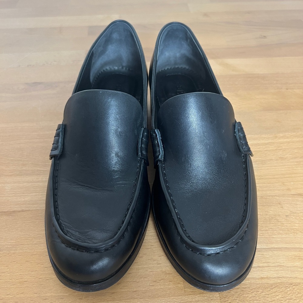 Rag‎ & Bone Black Leather Penny Loafers Women Size 37.5 Classic Slip On Shoes - Picture 3 of 12